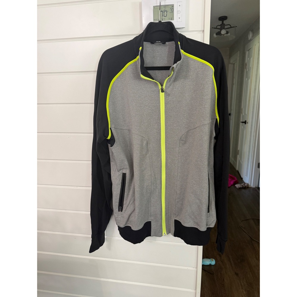 Lululemon‎ Mens Pulse Jacket Full Zip Track Grey Black Neon Yellow XXL